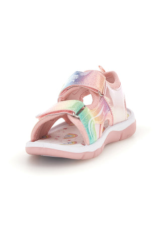 Rosa Sandalen mit Riemen und Einhorn Lichter S8010214S