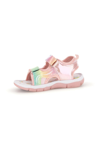 Rosa Sandalen mit Riemen und Einhorn Lichter S8010214S