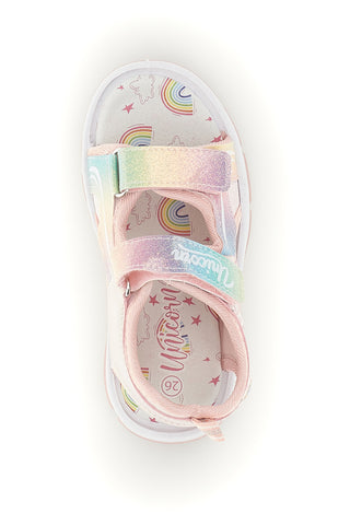 Rosa Sandalen mit Riemen und Einhorn Lichter S8010214S