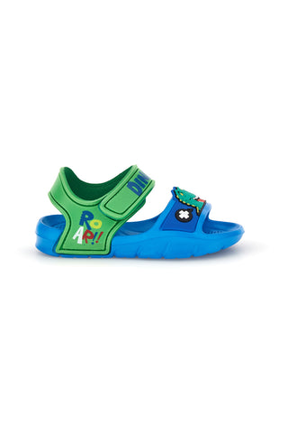 Blaue und grüne Sandalen mit Dinosaurier-Riemen S8020241S01