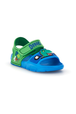 Blaue und grüne Sandalen mit Dinosaurier-Riemen S8020241S01