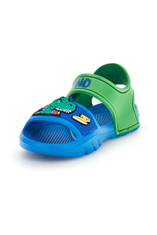 Blaue und grüne Sandalen mit Dinosaurier-Riemen S8020241S01