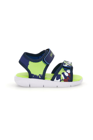 Sandali blu e verde con chiusura a strappo Superga S63S820