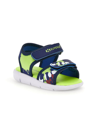 Sandali blu e verde con chiusura a strappo Superga S63S820