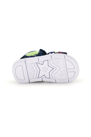 Sandali blu e verde con chiusura a strappo Superga S63S820