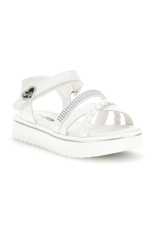 Sandali Bianchi con Strass e Fascia Intrecciata Energy E532
