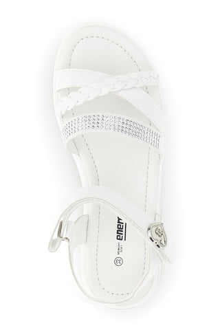 Sandali Bianchi con Strass e Fascia Intrecciata Energy E532