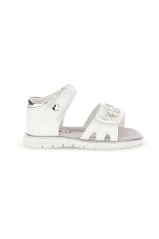 Weiße Sandalen mit silbernen Herzen Thank you girl 200C574