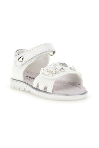 Weiße Sandalen mit silbernen Herzen Thank you girl 200C574
