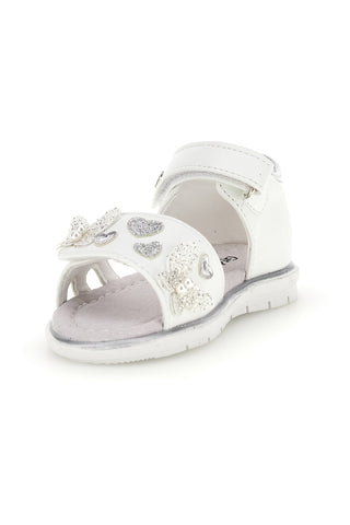 Weiße Sandalen mit silbernen Herzen Thank you girl 200C574