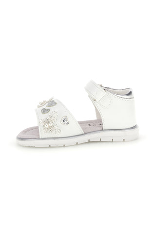 Weiße Sandalen mit silbernen Herzen Thank you girl 200C574