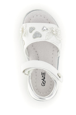 Weiße Sandalen mit silbernen Herzen Thank you girl 200C574