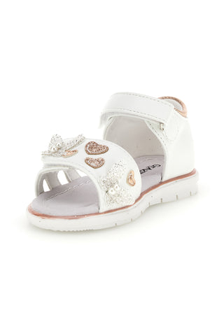 Weiße Sandalen mit rosa goldenen Herzen Dankeschön Mädchen 200C574