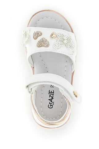Weiße Sandalen mit rosa goldenen Herzen Dankeschön Mädchen 200C574
