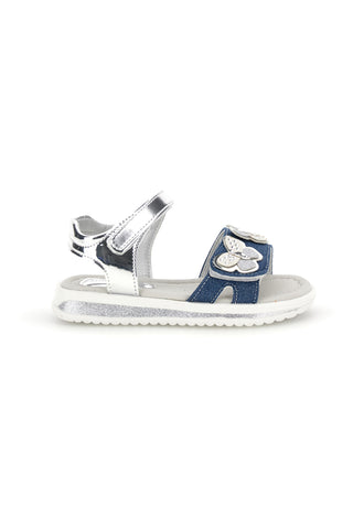 Blaue und silberne Sandalen mit Herz-Applikation Dankeschön Mädchen 218593