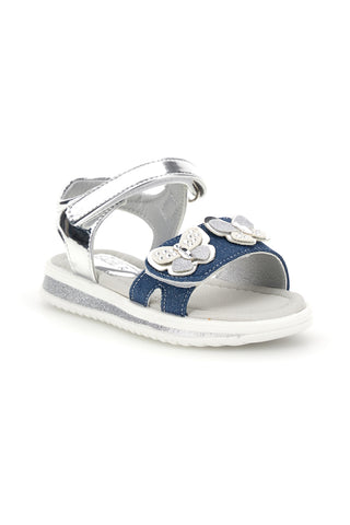 Blaue und silberne Sandalen mit Herz-Applikation Dankeschön Mädchen 218593
