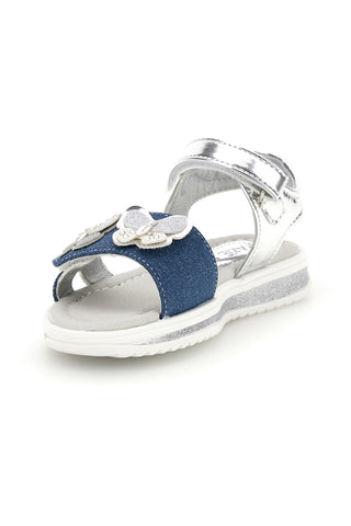 Blaue und silberne Sandalen mit Herz-Applikation Dankeschön Mädchen 218593