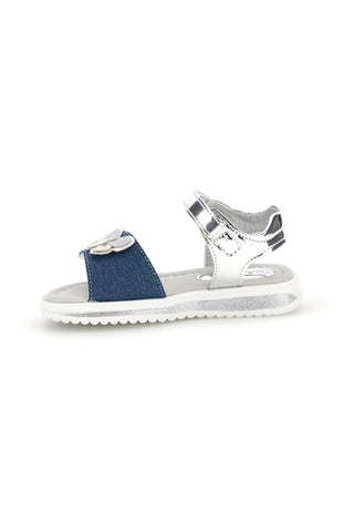 Blaue und silberne Sandalen mit Herz-Applikation Dankeschön Mädchen 218593