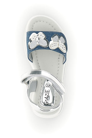 Blaue und silberne Sandalen mit Herz-Applikation Dankeschön Mädchen 218593