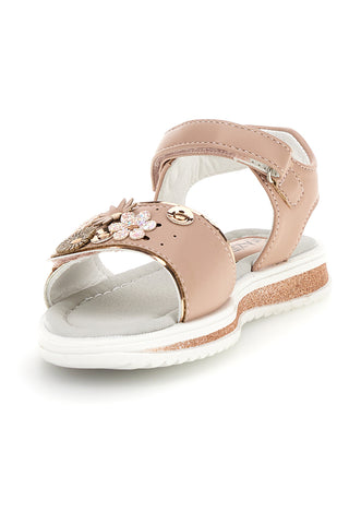 Sandali rosa applicazioni floreali cinturino regolabile Grazie girl 218594