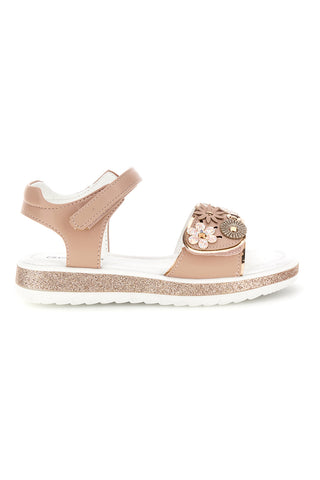 Sandali rosa applicazioni floreali cinturino regolabile Grazie girl 283594