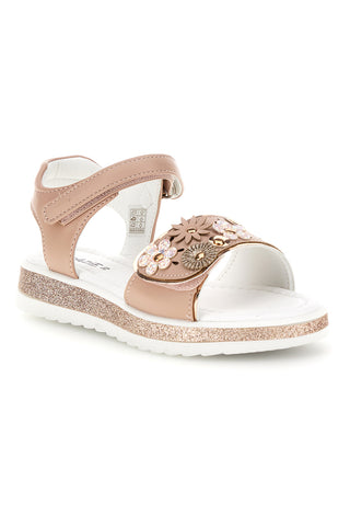 Sandali rosa applicazioni floreali cinturino regolabile Grazie girl 283594