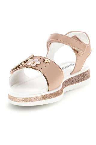 Sandali rosa applicazioni floreali cinturino regolabile Grazie girl 283594