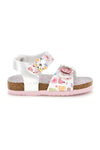 Weiße Sandalen mit Blumenmuster und Riemen Pitt Kinder 14223