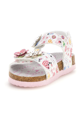 Weiße Sandalen mit Blumenmuster und Riemen Pitt Kinder 14223