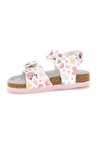 Weiße Sandalen mit Blumenmuster und Riemen Pitt Kinder 14223