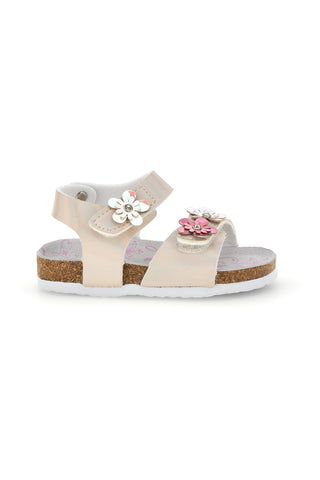 Schillernde weiße Sandalen mit Blumen Pitt Kinder 14330