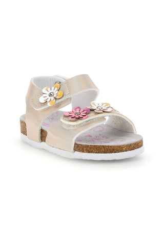 Schillernde weiße Sandalen mit Blumen Pitt Kinder 14330