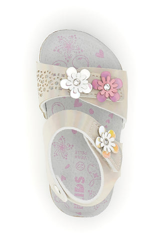 Schillernde weiße Sandalen mit Blumen Pitt Kinder 14330