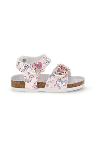 Weiße Sandalen mit Blumenmuster und Einhorndruck Pitt Kinder 14602
