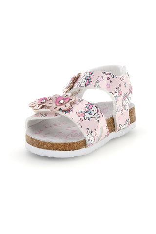 Weiße Sandalen mit Blumenmuster und Einhorndruck Pitt Kinder 14602