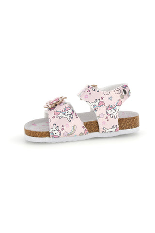 Weiße Sandalen mit Blumenmuster und Einhorndruck Pitt Kinder 14602