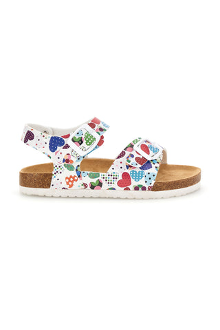 Sandali Bianchi con Stampa Cuori Pitt kids 14606