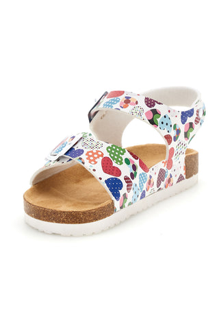 Sandali Bianchi con Stampa Cuori Pitt kids 14606