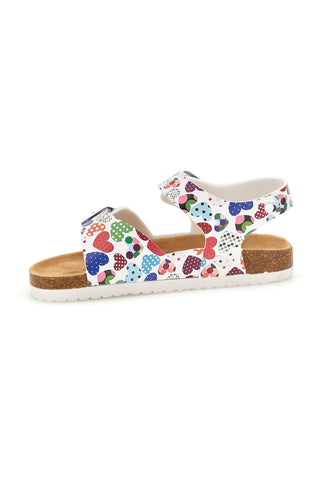 Weiße Sandalen mit Herzchen Print Pitt Kinder 14606