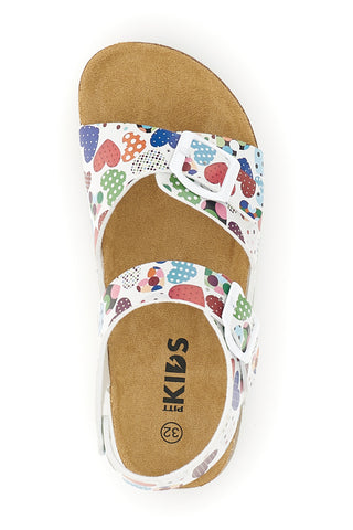 Weiße Sandalen mit Herzchen Print Pitt Kinder 14606
