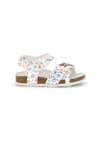 Weiße Sandalen mit Blumendruck Pitt kids 14407