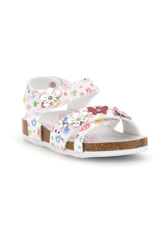 Weiße Sandalen mit Blumendruck Pitt kids 14407