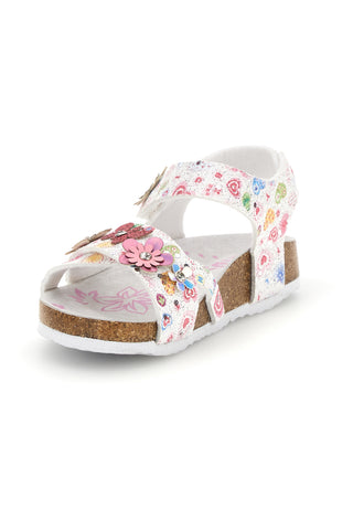 Weiße Sandalen mit Blumendruck Pitt kids 14407