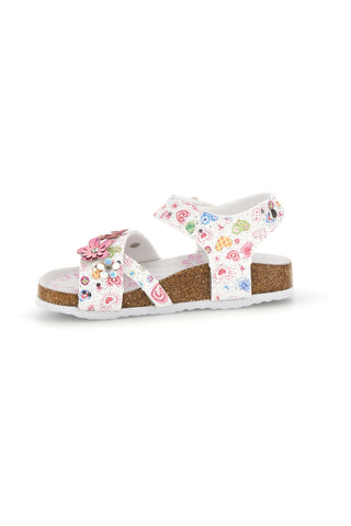Weiße Sandalen mit Blumendruck Pitt kids 14407