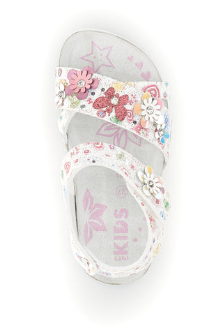 Weiße Sandalen mit Blumendruck Pitt kids 14407