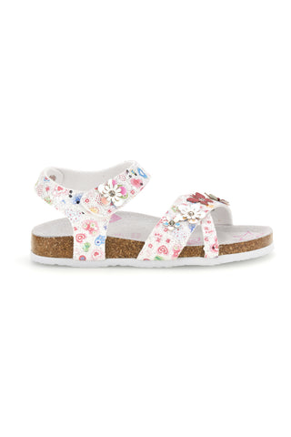Weiße Sandalen mit Blumendruck Pitt kids 14407