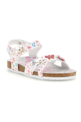 Weiße Sandalen mit Blumendruck Pitt kids 14407