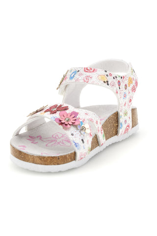 Weiße Sandalen mit Blumendruck Pitt kids 14407
