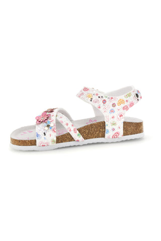 Weiße Sandalen mit Blumendruck Pitt kids 14407