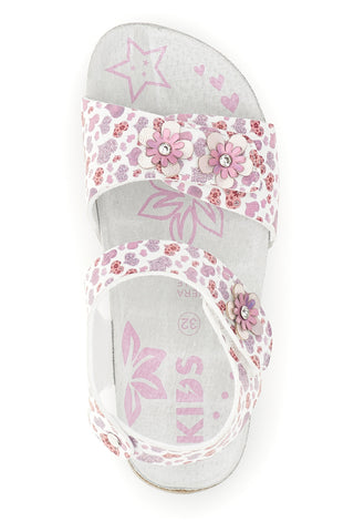 Weiße Sandalen mit Herzchen Print Pitt kids 14609